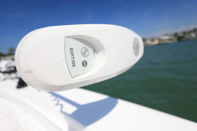  Yacht Photos Pics Close-up of Riptide control on 2015 Everglades 355 Center Console boat.