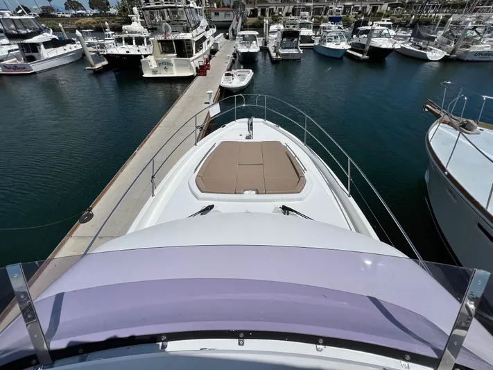  Yacht Photos Pics 2017 Jeanneau Velasco 43 yacht docked at marina, view from bow.
