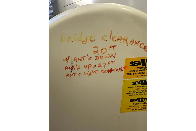  Yacht Photos Pics Novatec Islander 55, 2006, bridge clearance details with Sea Tow stickers.