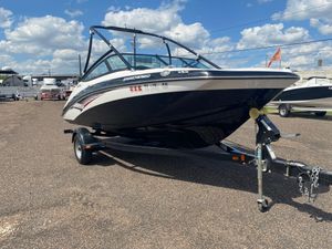 2014 Yamaha Boats AR192 on trailer under a blue sky.