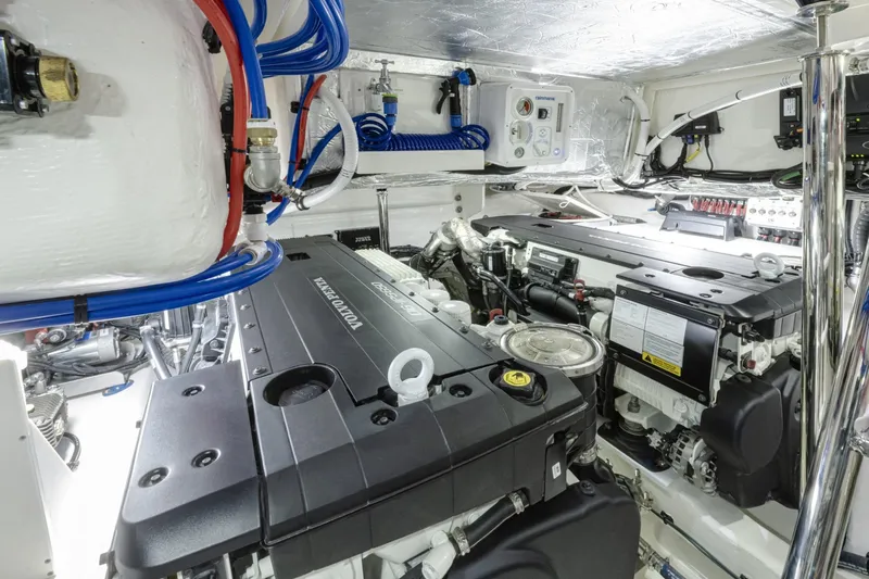  Yacht Photos Pics Engine room of 2025 Riviera 4300 yacht with Volvo Penta engines and advanced systems.