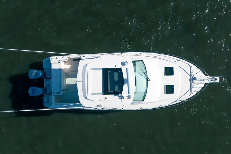 Meant To Be Yacht Photos Pics Aerial view of 2018 Grady-White Express 330 boat on water.