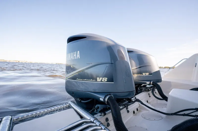 Meant To Be Yacht Photos Pics 2018 Grady-White Express 330 with Yamaha V8 outboard engines on the water.