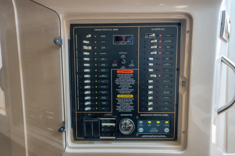 Meant To Be Yacht Photos Pics Electrical control panel on a 2018 Grady-White Express 330 boat.