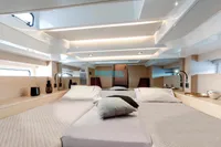 Luxurious cabin interior of 2024 Jeanneau DB/37 OB yacht with modern design.