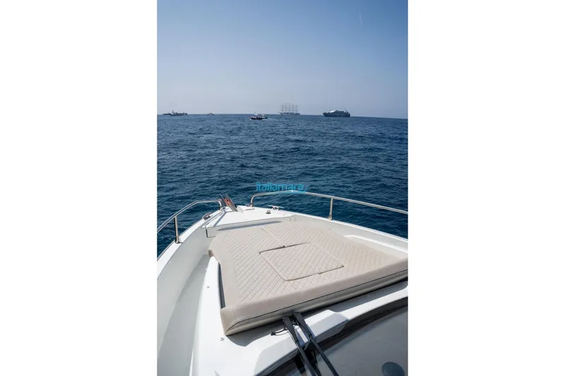  Yacht Photos Pics 2024 Jeanneau DB/37 OB yacht bow view on open sea.