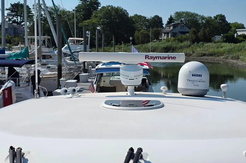 Living Benefit Yacht Photos Pics 2007 Tiara Yachts 3900 Sovran docked, featuring Raymarine and TracVision equipment.