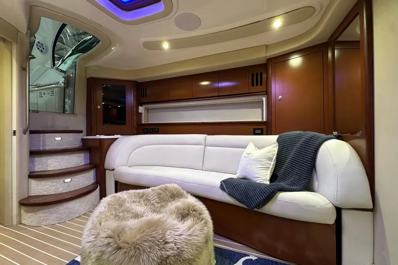 Lilley Pad Yacht Photos Pics Luxurious interior of 2007 Sea Ray 44 Sundancer yacht with plush seating and elegant design.