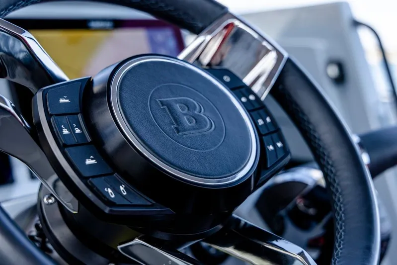  Yacht Photos Pics Steering wheel of 2024 BRABUS SHADOW 300 CT with control buttons.