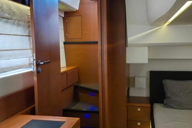 What A Day Yacht Photos Pics Luxurious interior of a 2013 Prestige 500 yacht with wooden finishes and modern design.