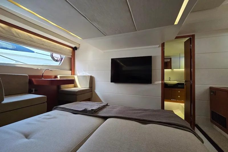 What A Day Yacht Photos Pics Luxurious interior of 2013 Prestige 500 yacht with modern furnishings and elegant design.