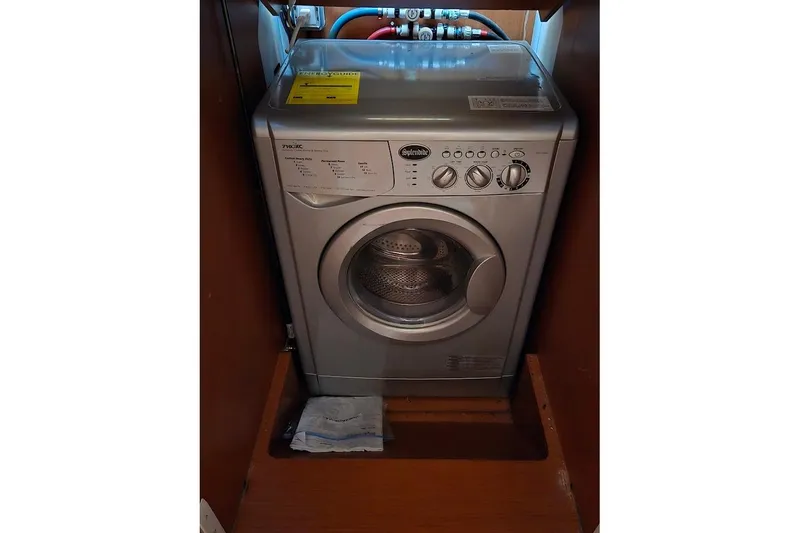 What A Day Yacht Photos Pics Front-loading washing machine in a wooden cabinet, Prestige 500, 2013 model.