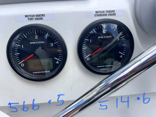 Sea The World Yacht Photos Pics Dual engine gauges on 2023 Fountaine Pajot Elba 45 catamaran.