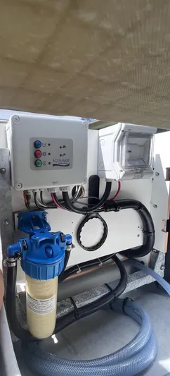 Sea The World Yacht Photos Pics Electrical panel and filter system on 2023 Fountaine Pajot Elba 45 catamaran.