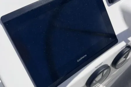 Sea The World Yacht Photos Pics Garmin navigation display on 2023 Fountaine Pajot Elba 45 yacht dashboard.