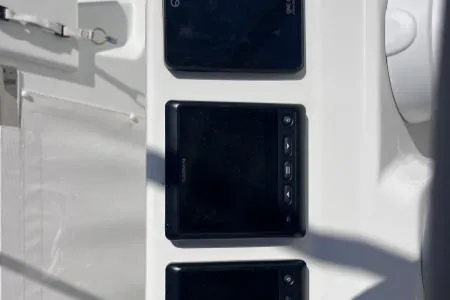 Sea The World Yacht Photos Pics Control panel on 2023 Fountaine Pajot Elba 45 catamaran, featuring navigation instruments.