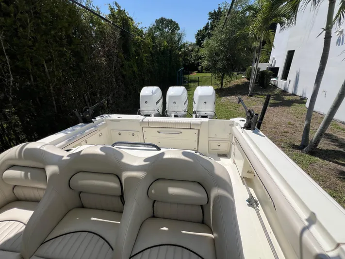  Yacht Photos Pics 2012 Hydra-Sports 3400 CC boat with triple outboard engines and spacious seating.