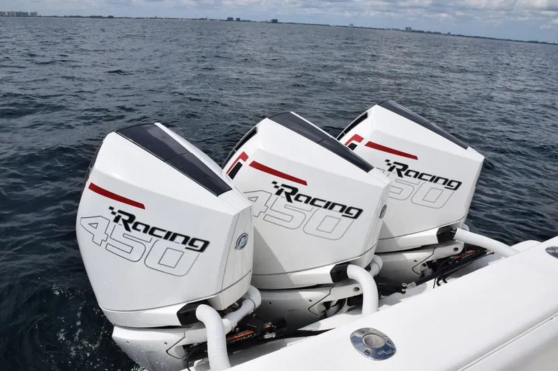  Yacht Photos Pics Triple Mercury Racing 450 engines on a 2020 SeaVee 370z boat.