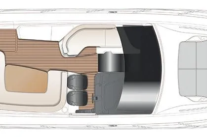  Yacht Photos Pics Top view layout of 2021 Princess V50 Open yacht, featuring sleek design and spacious deck.