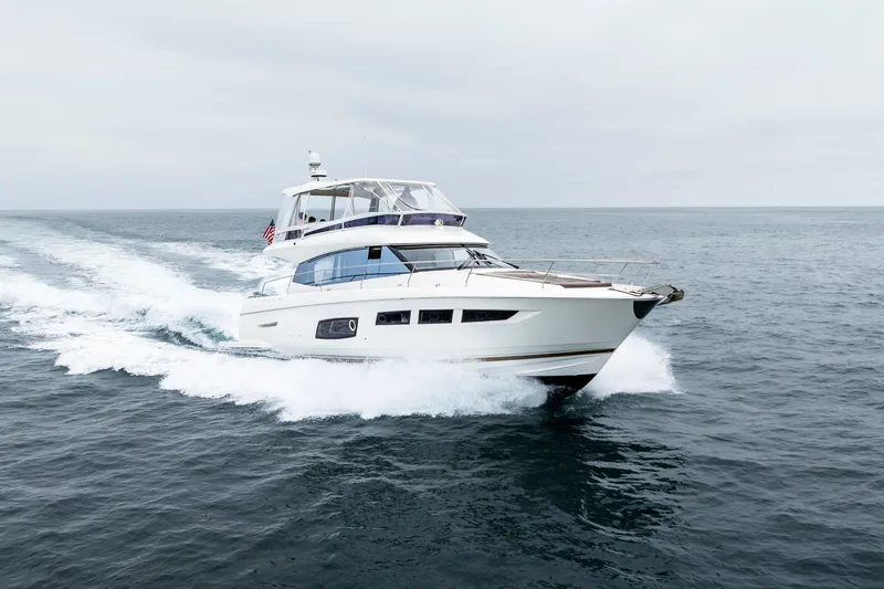 Seeworthy Yacht Photos Pics 2018 Prestige 560 yacht cruising on open sea.