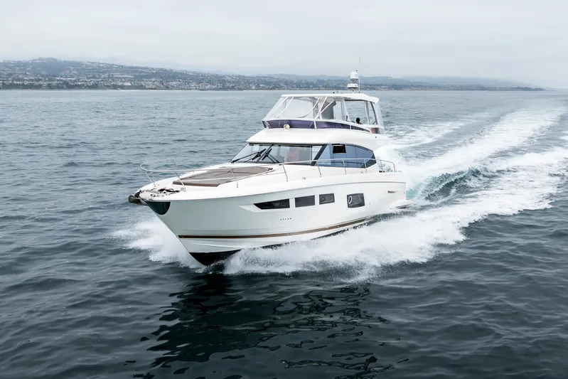 Seeworthy Yacht Photos Pics 2018 Prestige 560 yacht cruising on open water, showcasing luxury and performance.
