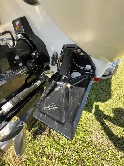  Yacht Photos Pics 2016 Formula 353 FASTech boat engine detail with Mercury components, on grass.