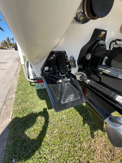  Yacht Photos Pics 2016 Formula 353 FASTech boat, rear view showing engine components and trim tab.