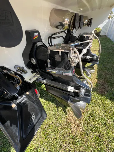  Yacht Photos Pics 2016 Formula 353 FASTech boat engines and propellers on grass.