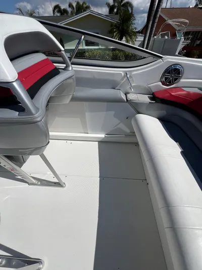  Yacht Photos Pics 2016 Formula 353 FASTech boat interior with white and red seating, modern design.