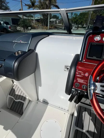  Yacht Photos Pics 2016 Formula 353 FASTech boat interior with sleek dashboard and steering wheel.