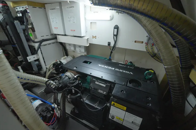 Miss Fiona Yacht Photos Pics Engine room of 2020 Jeanneau 64 yacht with Volvo Penta engine and Dometic systems.
