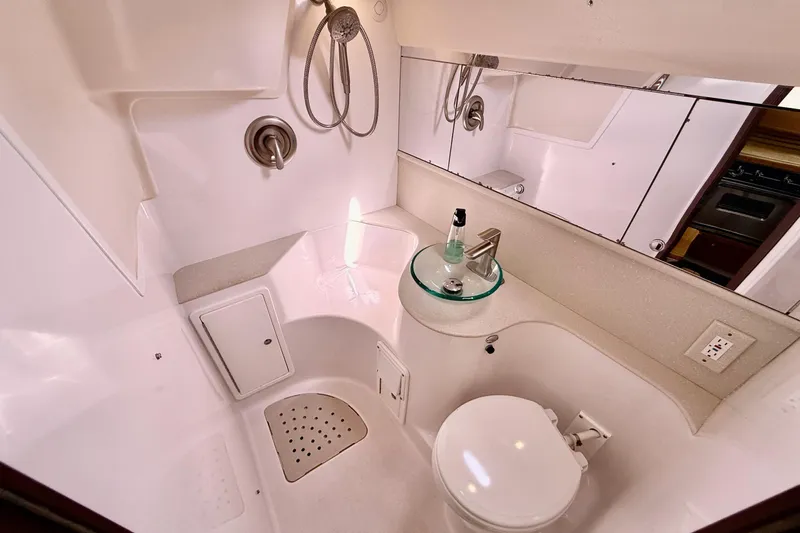 Magic Yacht Photos Pics Bathroom in 2011 Catalina 355 yacht with shower, toilet, and sink.
