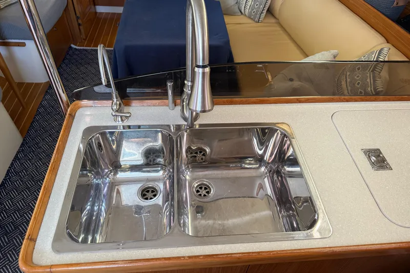 Magic Yacht Photos Pics Stainless steel double sink in 2011 Catalina 355 yacht interior.