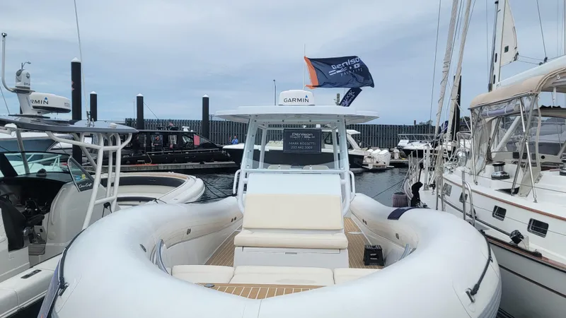  Yacht Photos Pics 2022 Sea Blade 36 R boat docked at marina with Garmin equipment.