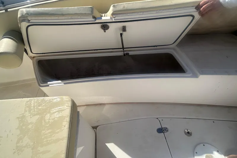 4play Yacht Photos Pics Open storage compartment on 2013 Fountain 38 Sportfish CC Open Bow boat.