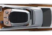 Top view of 2023 Astondoa AS8 yacht, showcasing deck layout and seating areas.
