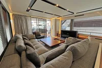 Luxurious interior of 2023 Astondoa AS8 yacht with modern seating and elegant design.