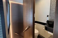 Luxurious bathroom interior on 2023 Astondoa AS8 yacht, featuring modern fixtures and elegant lighting.