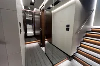 Luxurious interior of 2023 Astondoa AS8 yacht with modern lighting and sleek design.