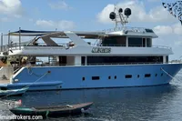 Luxury 2024 Custom 29m Charter MY yacht docked at a marina.