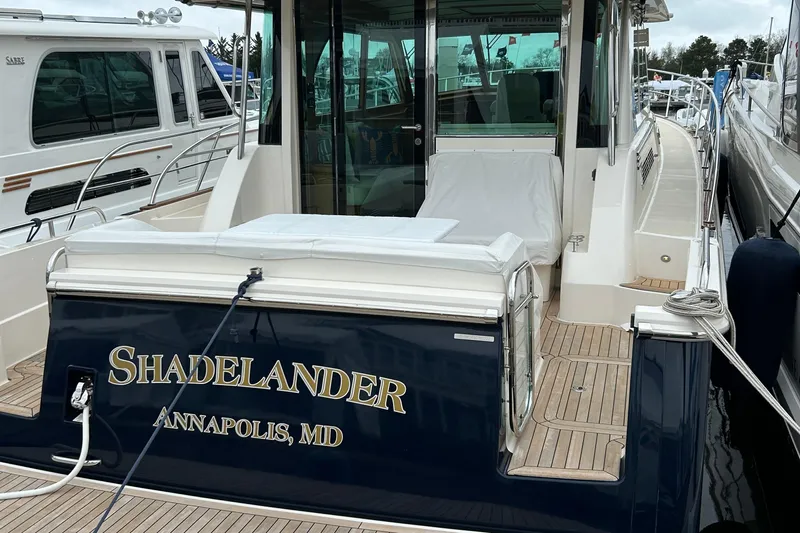  Yacht Photos Pics 2022 Sabre 45 Salon Express yacht docked, featuring "Shadelander" from Annapolis, MD.