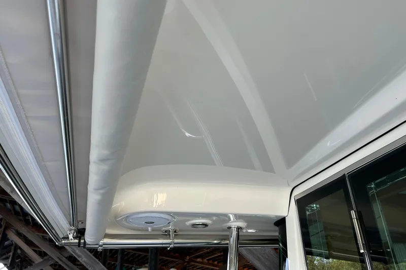  Yacht Photos Pics 2022 Sabre 45 Salon Express yacht interior ceiling and window detail.