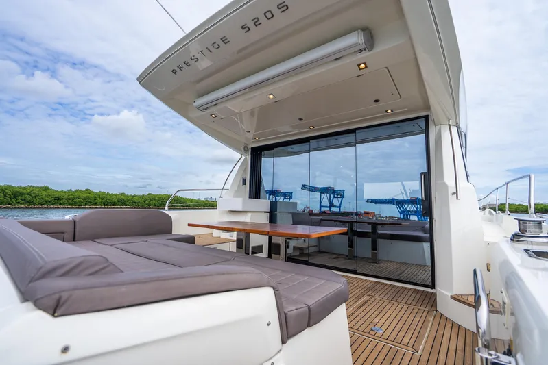  Yacht Photos Pics Luxury 2018 Prestige 520S yacht with spacious outdoor seating and sleek design.