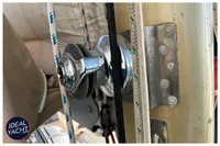 Close-up of yacht rigging and winch on a 1976 BOUVIER/JOUFFRAY BILINGA sailboat.