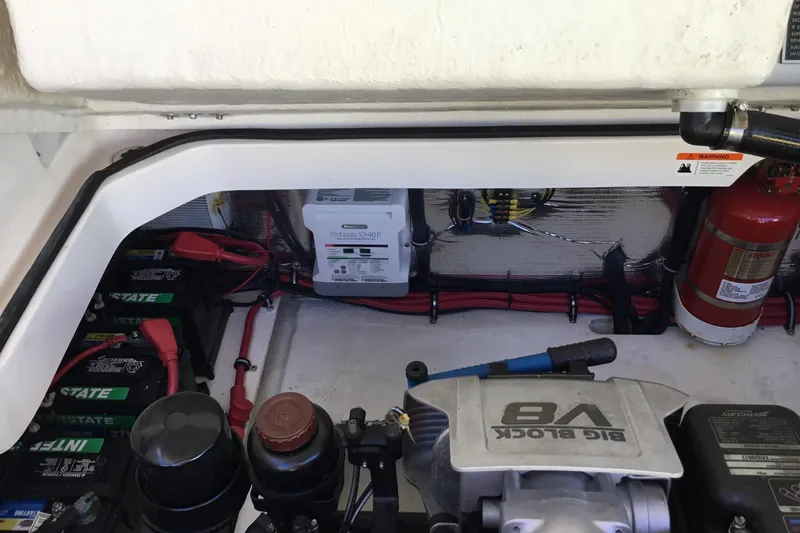 Enbarr Yacht Photos Pics Engine compartment of 2017 Regal 3200 Bowrider with V8 engine and batteries.