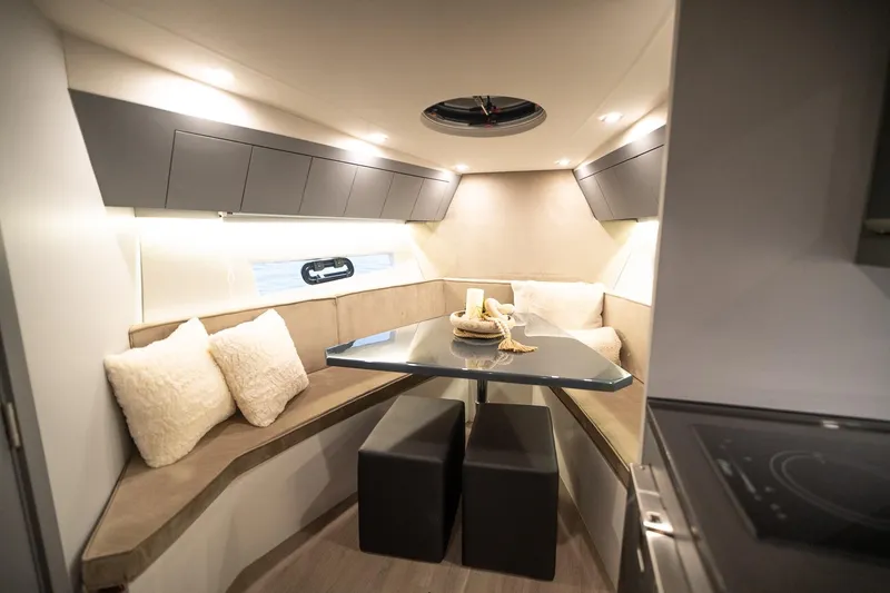  Yacht Photos Pics Luxurious interior of 2026 GRAND OCEAN 37 yacht with modern seating and elegant decor.