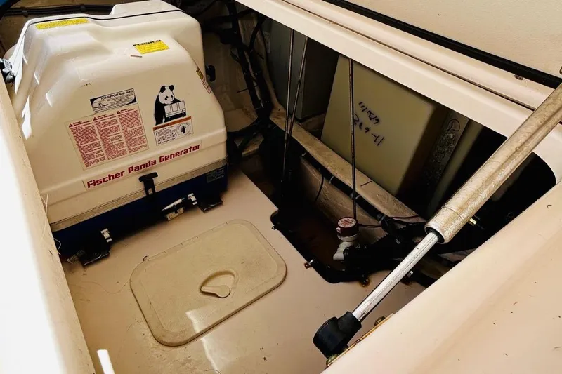 The Office Yacht Photos Pics 2012 Grady-White Canyon 366 boat with Fischer Panda generator in engine compartment.