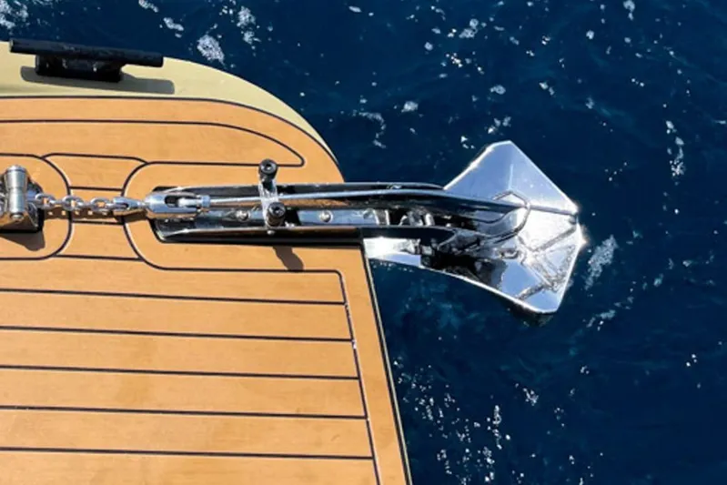 Rock Marine Rm 36 U | 36 S Yacht Photos Pics Anchor on Rock Marine RM 36 yacht, 2026 model, against deep blue sea.