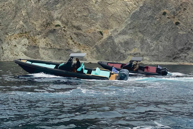 Rock Marine Rm 36 U | 36 S Yacht Photos Pics Two Rock Marine RM 36 boats cruising near rocky cliffs, 2026 model.