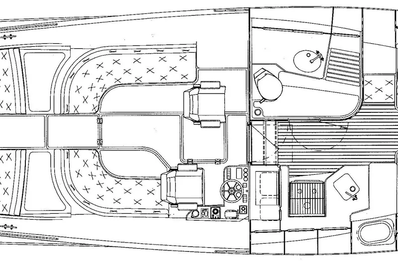 Swift Yacht Photos Pics Blueprint of 2005 Hinckley Talaria 40 yacht, showcasing interior layout and design features.